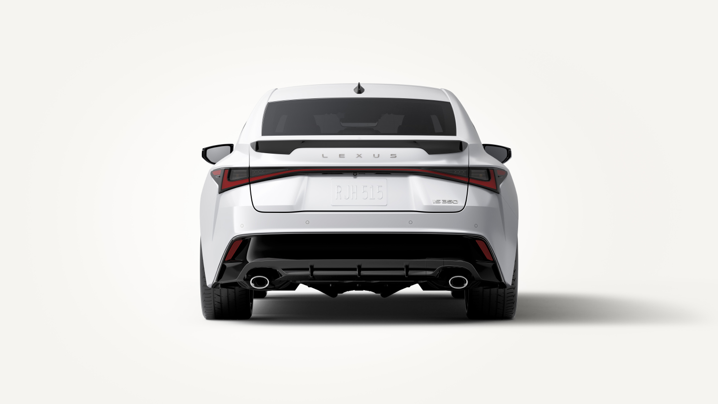 Rear angle of all-wheel drive IS 350 F SPORT shown in Ultra White.