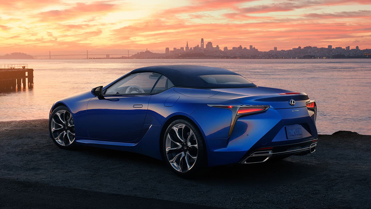 Exterior of the Lexus LC Convertible Inspiration Series shown in Structural Blue.