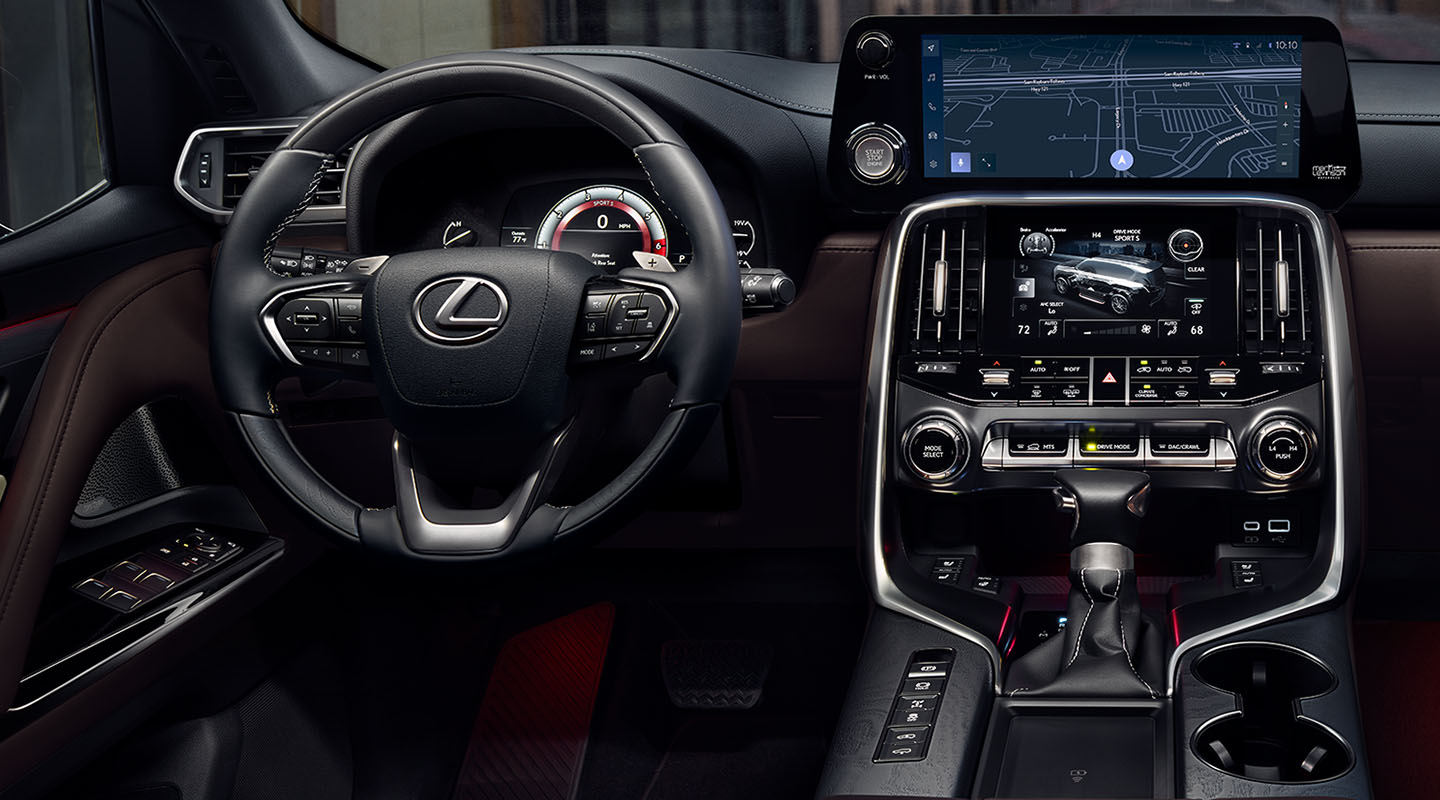 Interior of the 2023 Lexus LX 600 with Lexus Interface.