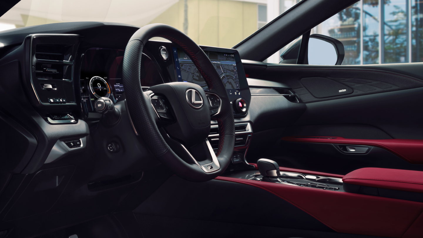 A performance-inspired cabin features sport front seats and available Rioja Red leather trim.